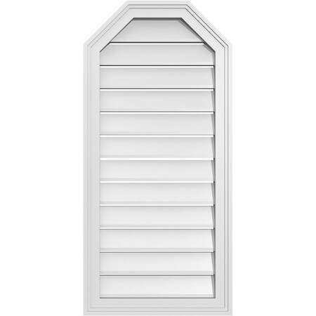 Ekena Millwork Octagonal Top Surface Mount PVC Gable Vent w/ 2"W x 1-1/2"P Brickmould Frame, 18"W x 38"H GVPOT18X3802SF